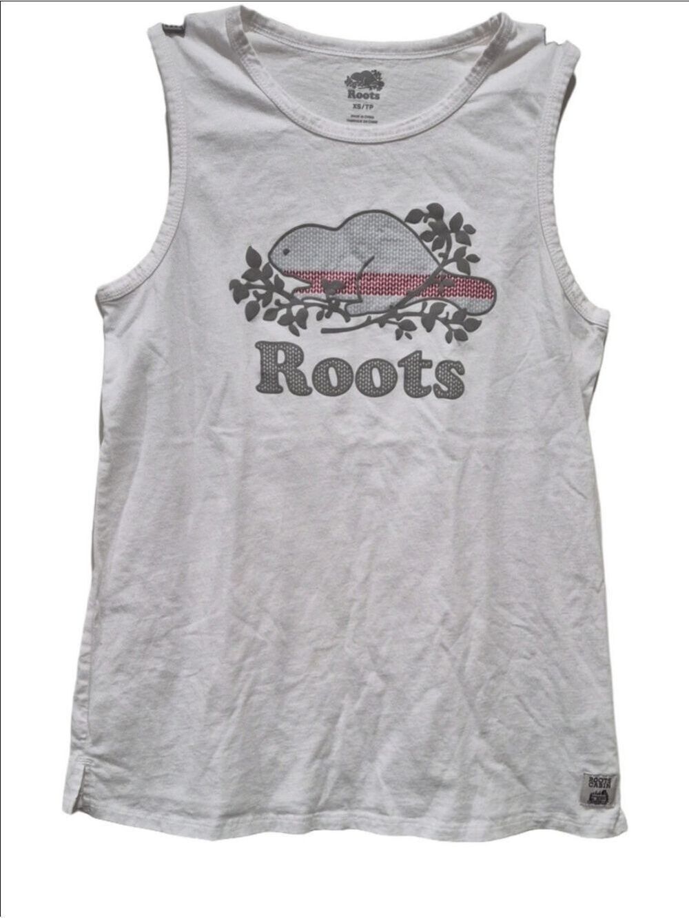 Roots Canada Heritage Cooper Beaver Graphic Tank Top  White